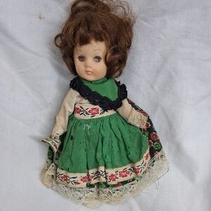 Charming Doll with Green Floral Dress